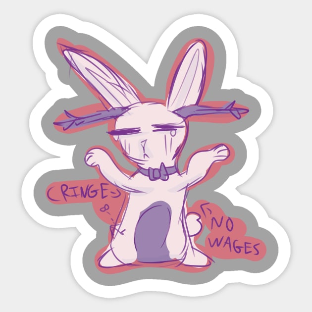 Cringe No Wages Little Jackalope Sticker And Others Sticker by nhitori